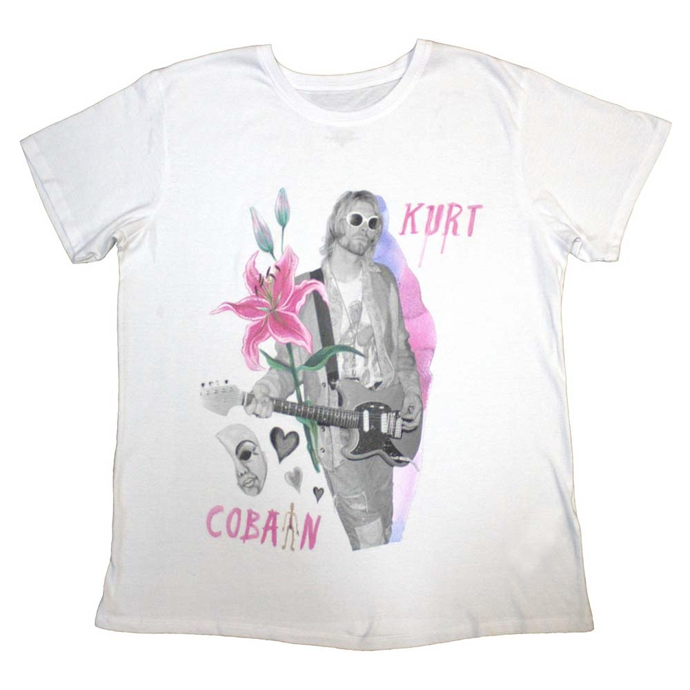 Kurt Cobain - Flower Tshirt Homme - Blanc